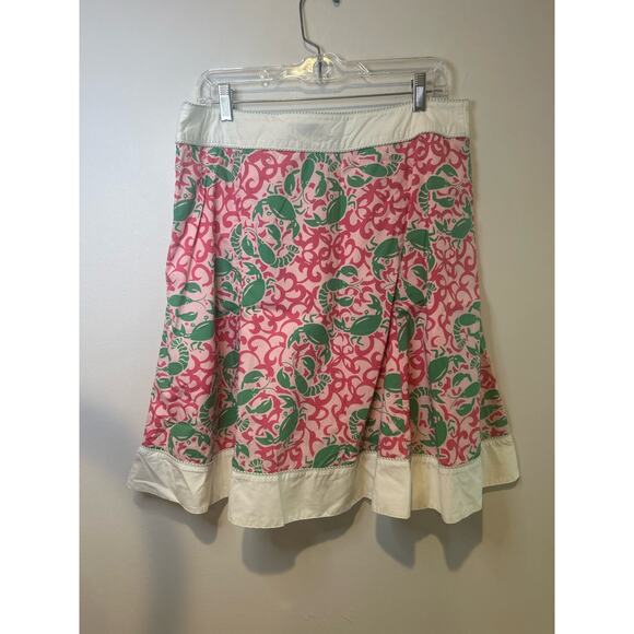 L.L. Bean Womens Skirt Pink Green Lobster Print Funky Nautical‎ Preppy Sz 12 Y2K - Picture 5 of 8